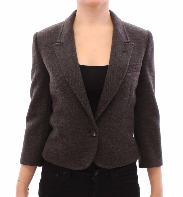 Gray Wool One Button Jacket Blazer Coat