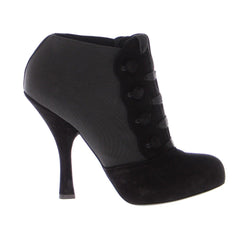 Black Leather Suede Ankle Boots Shoes