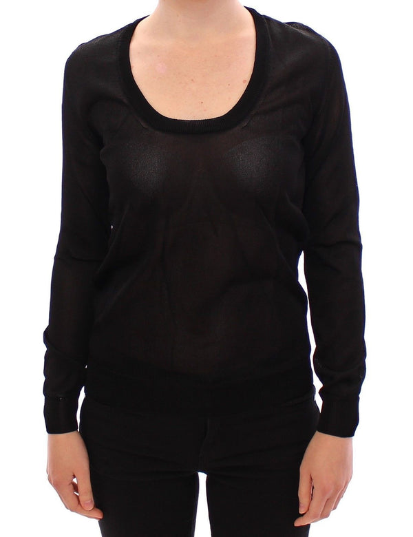 Black Crewneck Long Sleeve Sweater Top