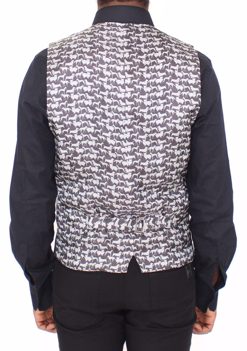 Gray Wool Stretch Dress Vest Blazer