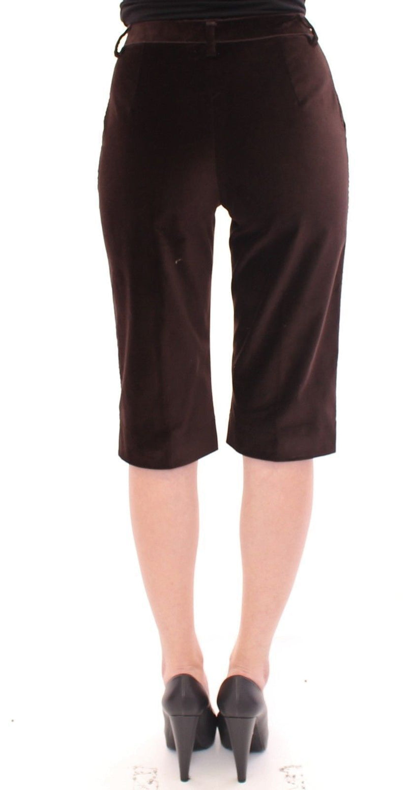 Brown Cotton Solid Pattern Shorts Pants