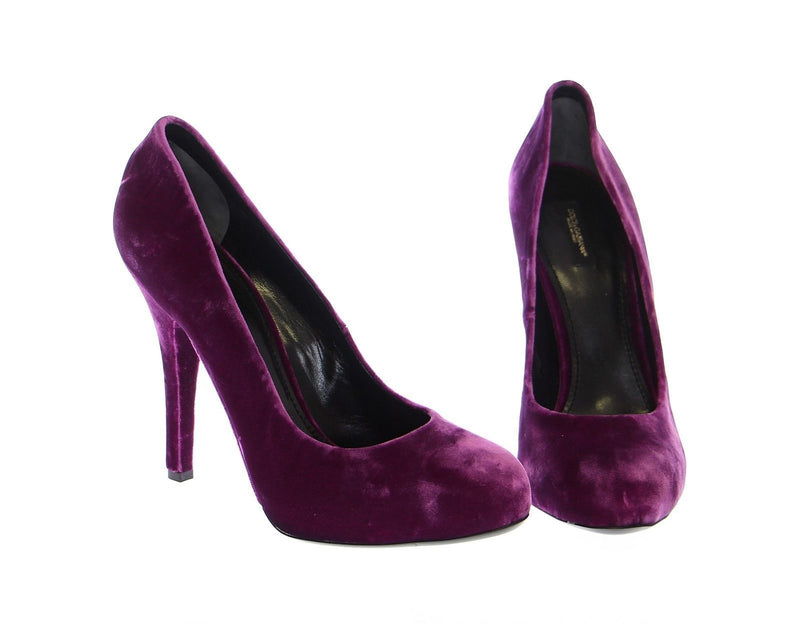 Purple Velvet Platform Pumps Shoes Scarpe