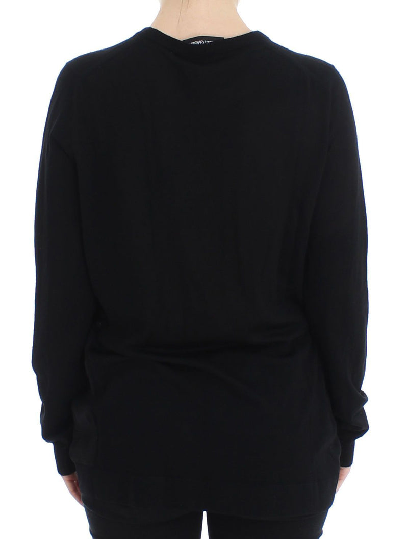 Black Wool Crewneck Sweater Pullover