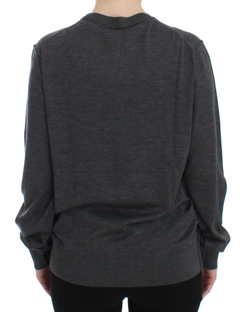 Gray Cashmere Silk Crewneck Sweater