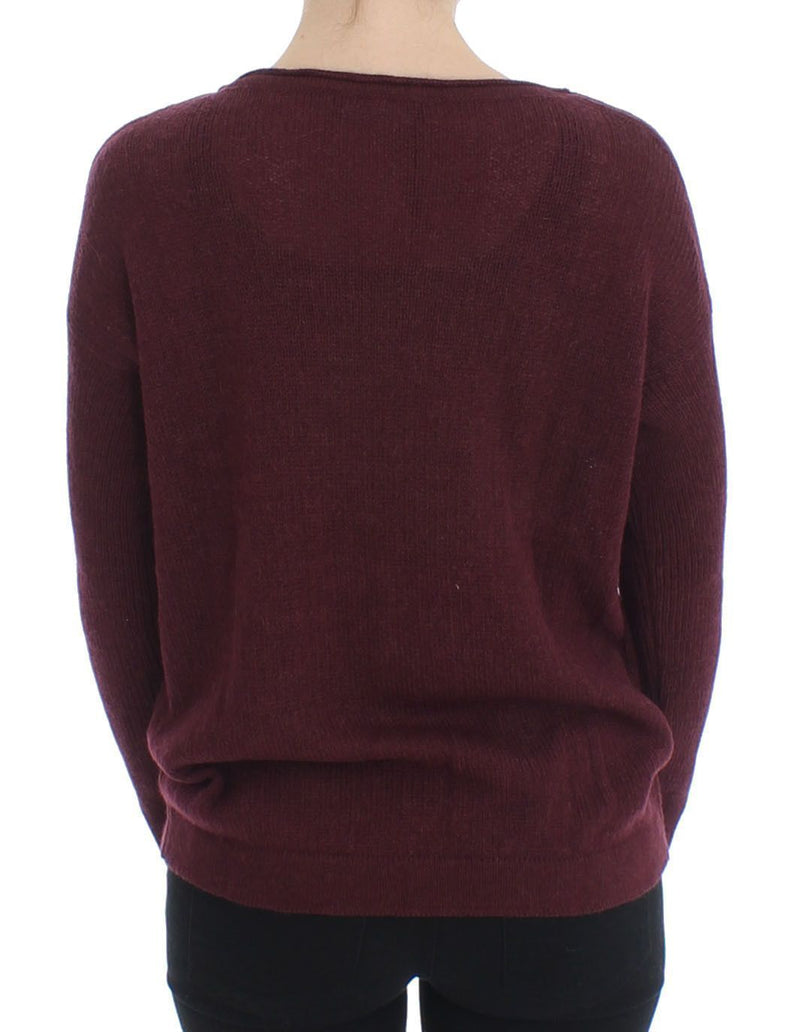 Bordeaux Knitted Pullover Sweater Top