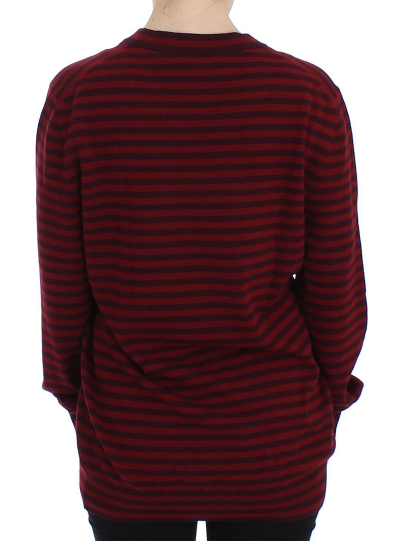 Red Striped Cashmere Pullover Sweater