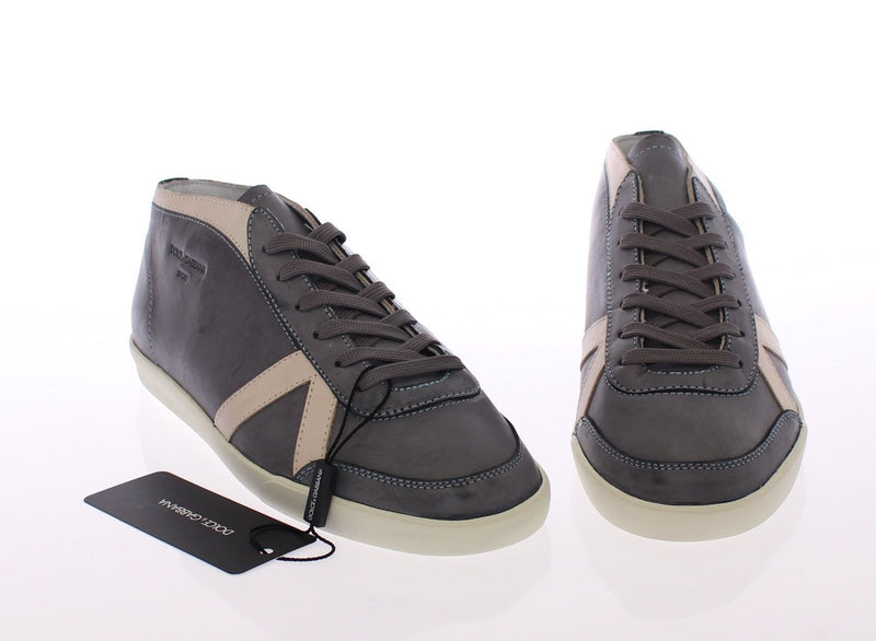 Dark Gray Leather Logo Sport Sneakers Shoes