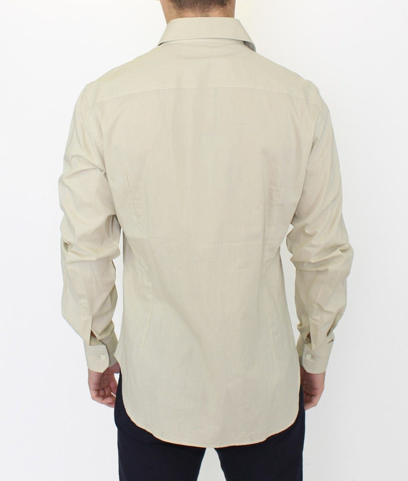 Beige Cotton Casual Long Sleeve Long Shirt