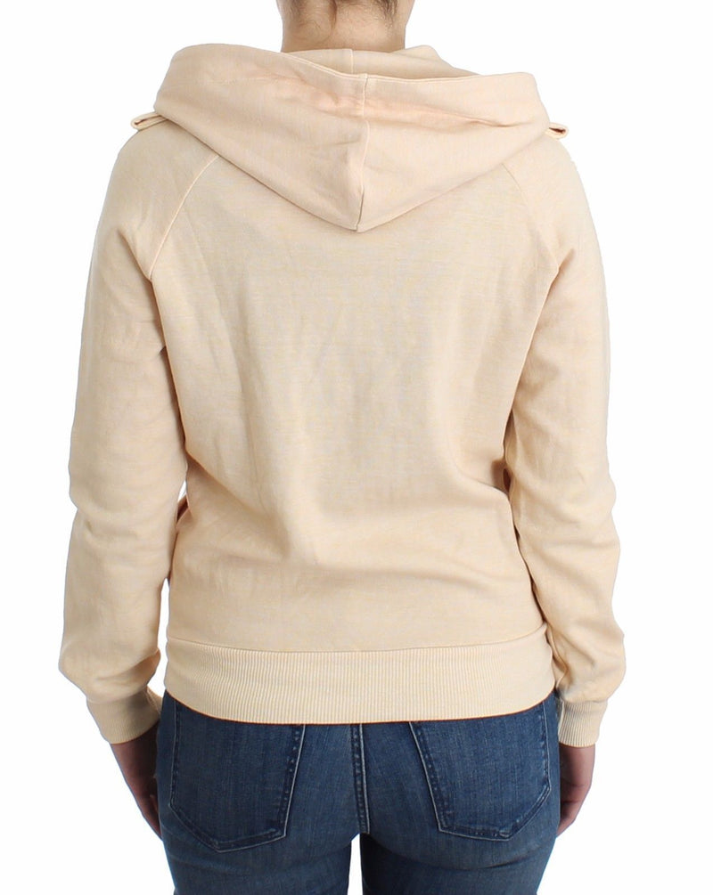 Comfortable and Pretty Beige Lace Hooded Zip Cardigan Hoodie Sweatshirt