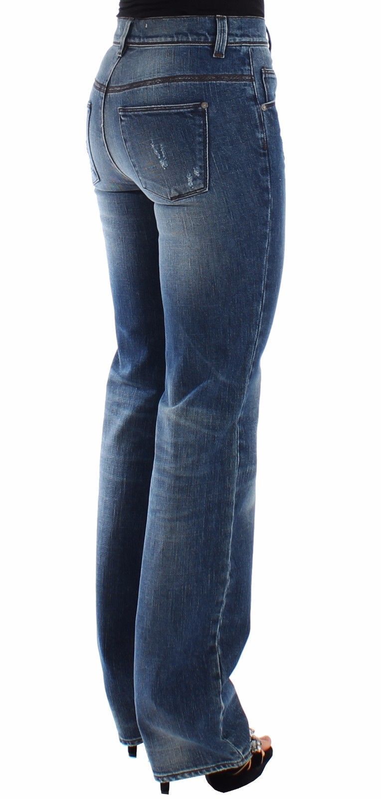 Blue Straight Jeans Denim Pants High Waist