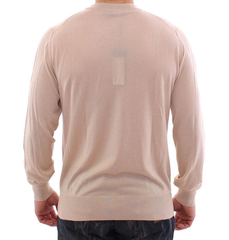 Beige Cashmere Crew-neck Sweater Pullover Top