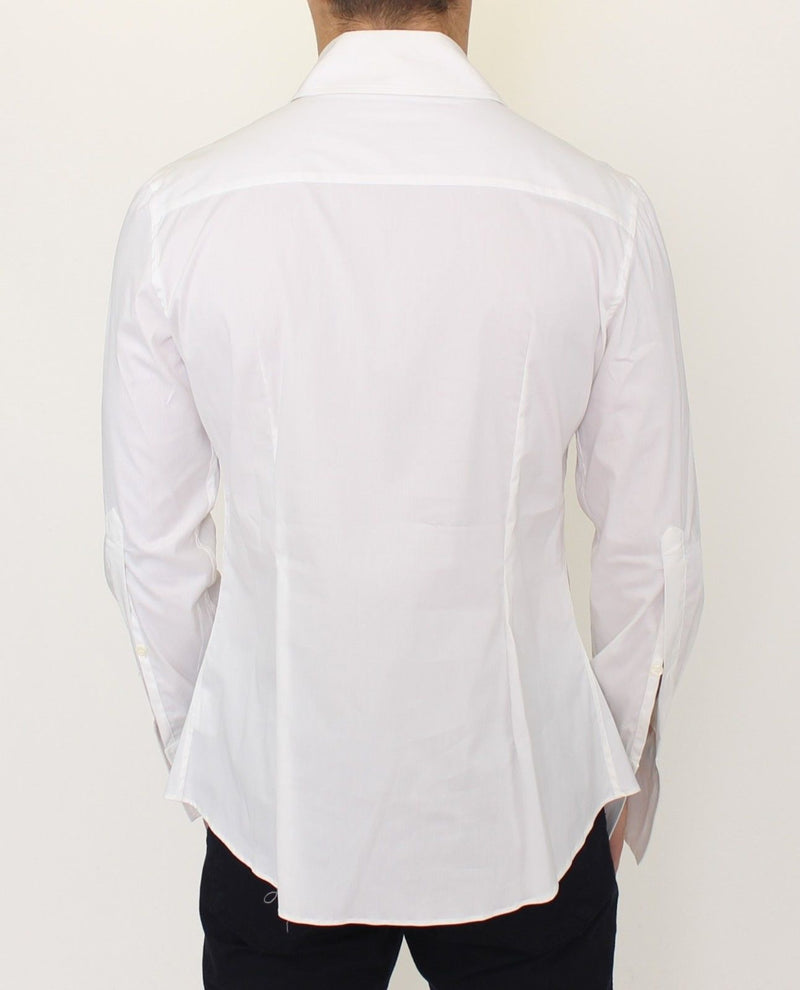 White Stretch Crystal Formal Dress French Shirt
