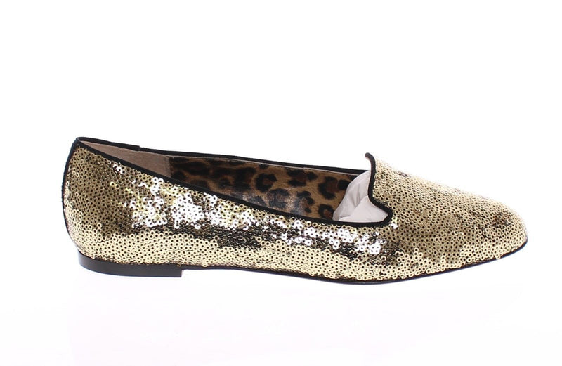 Gold Sequined Ballerinas Ballerina Flat Shoes