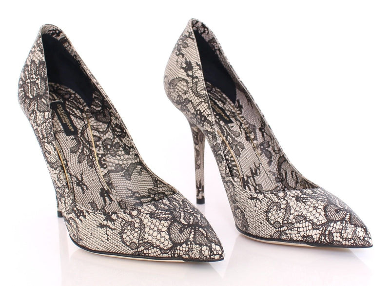 Lace Print Leather Pumps Stilettos Shoes