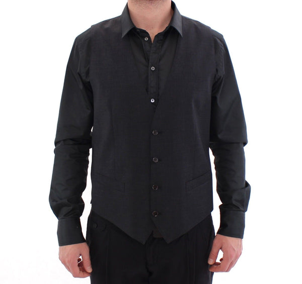 Gray Wool Mens Formal Dress Vest Gilet
