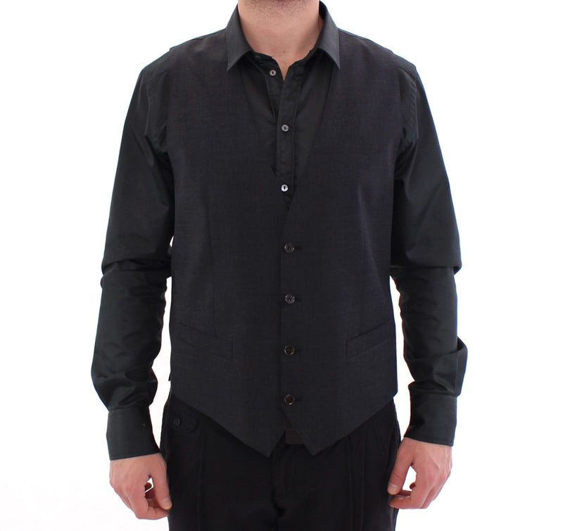 Gray Wool Mens Formal Dress Vest Gilet