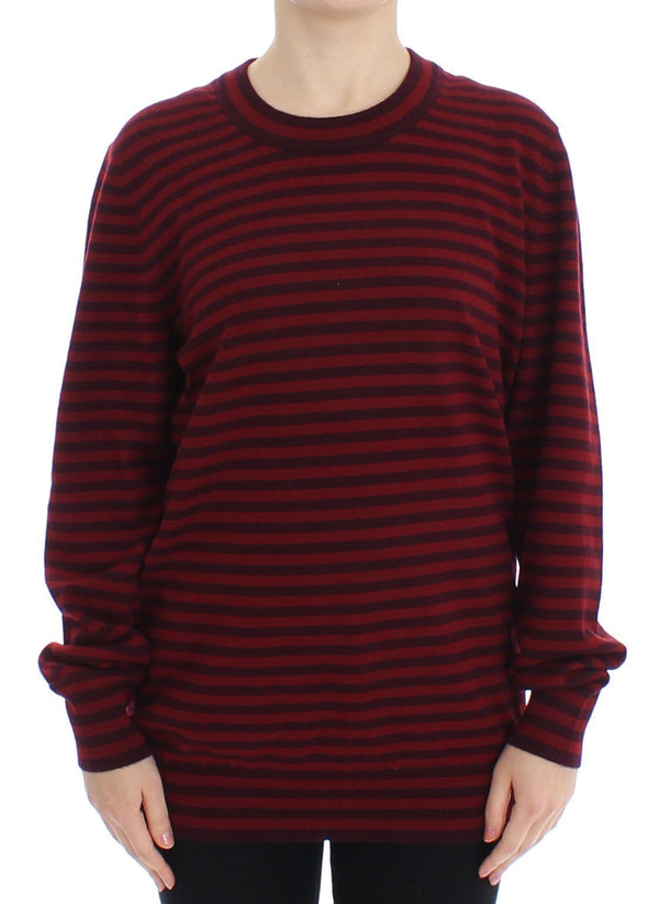 Red Striped Cashmere Pullover Sweater