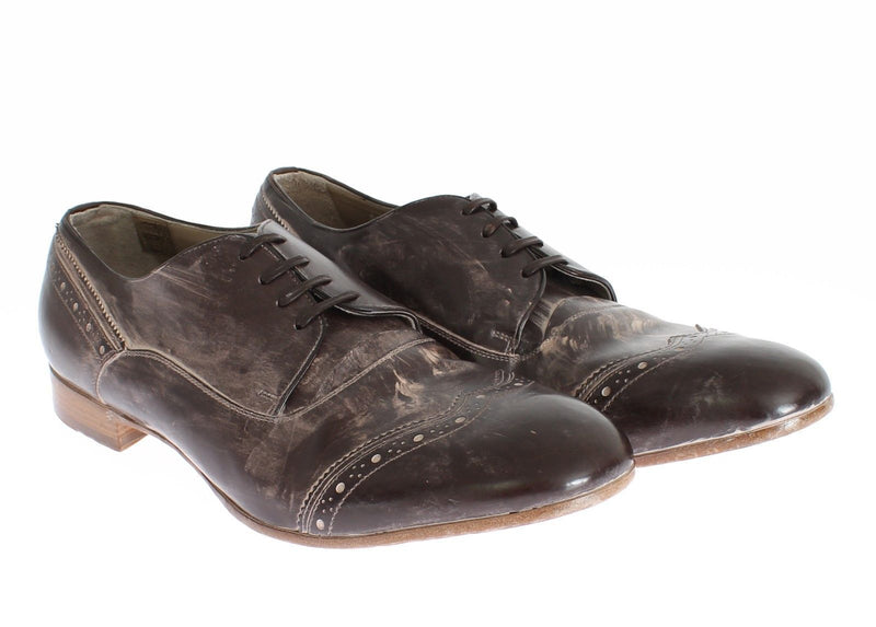 Brown Leather Wingtip Laceups Shoes