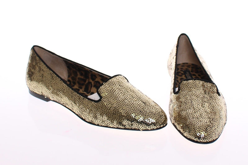 Gold Sequined Ballerinas Ballerina Flat Shoes