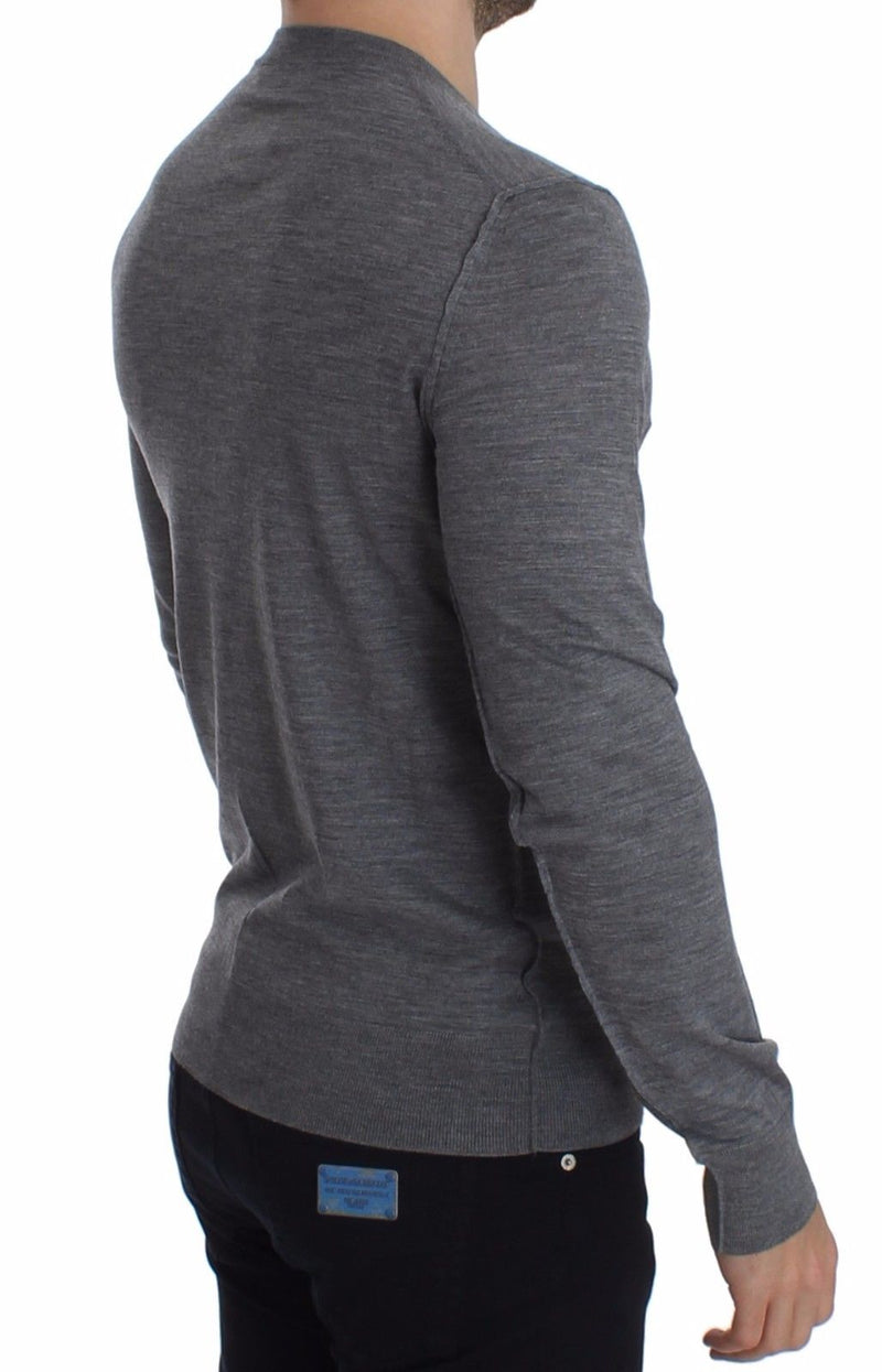 Gray Wool Crew-neck Sweater Pullover Top