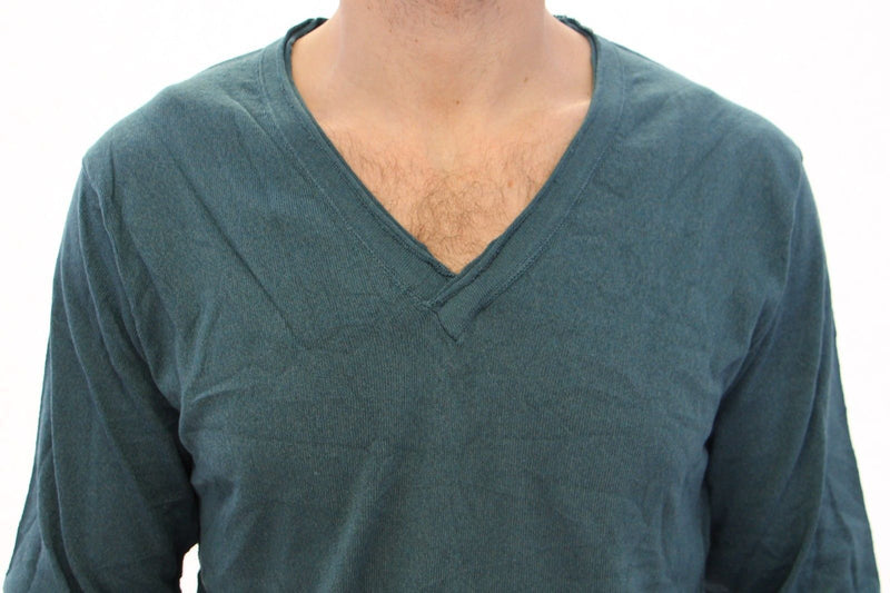 Blue Cotton Logo V-neck Sweater