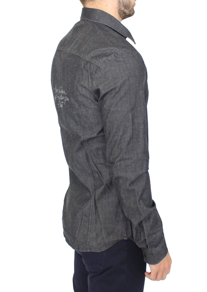 Gray Stretch Denim Jeans Cotton Casual Shirt
