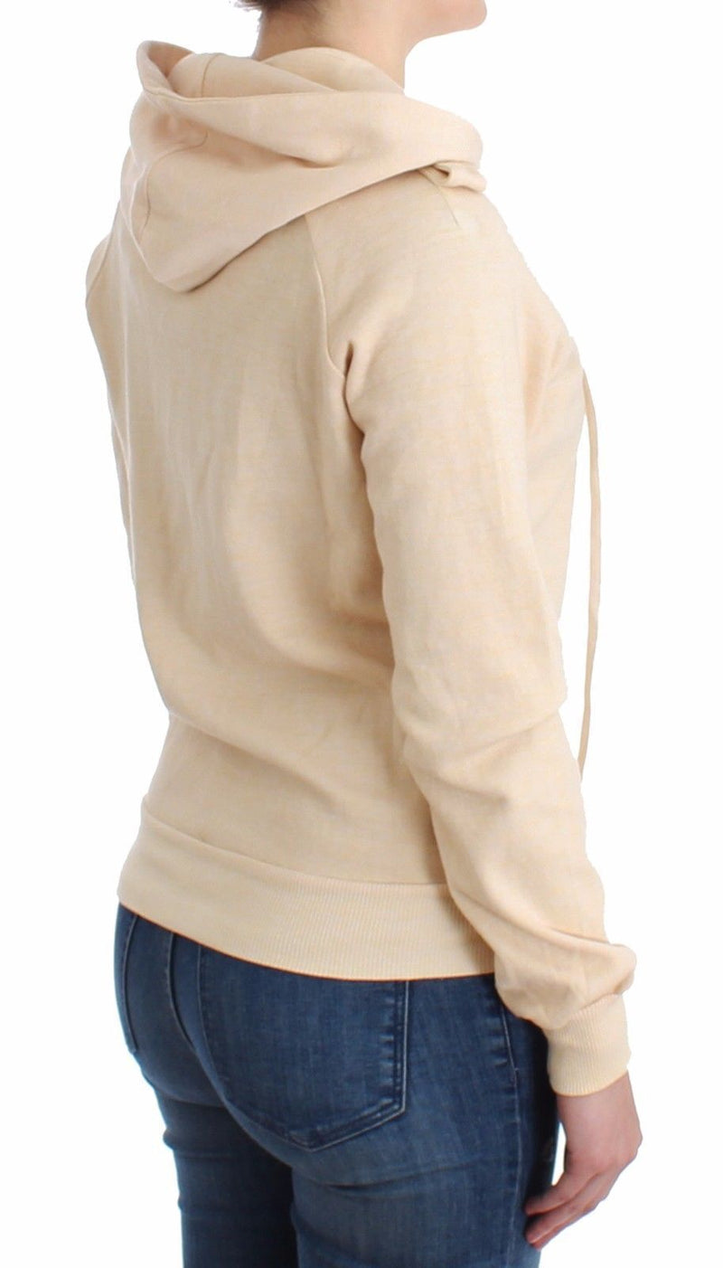 Comfortable and Pretty Beige Lace Hooded Zip Cardigan Hoodie Sweatshirt