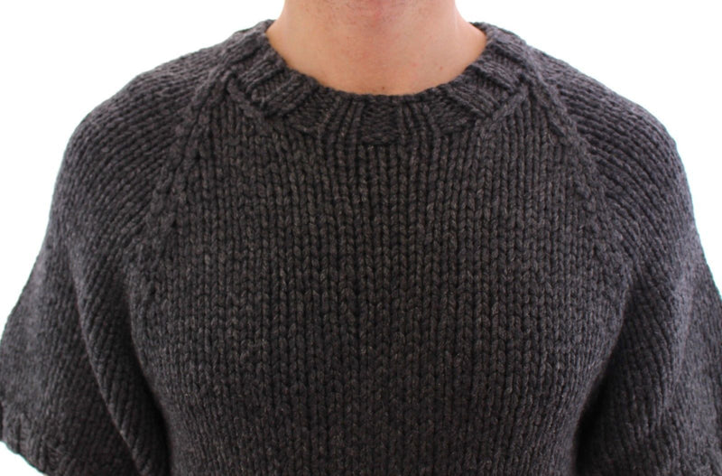 Gray Cashmere Knitted Shortsleeved Sweater