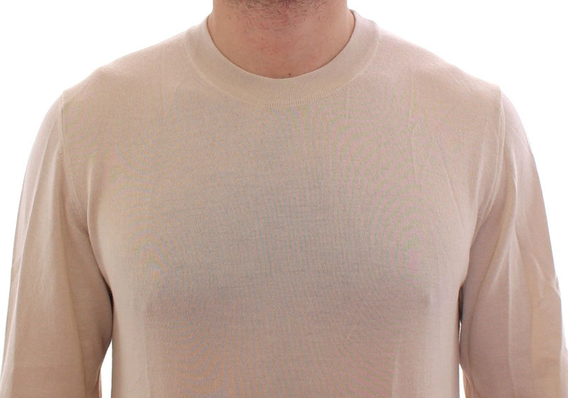 Beige Cashmere Crew-neck Sweater Pullover Top
