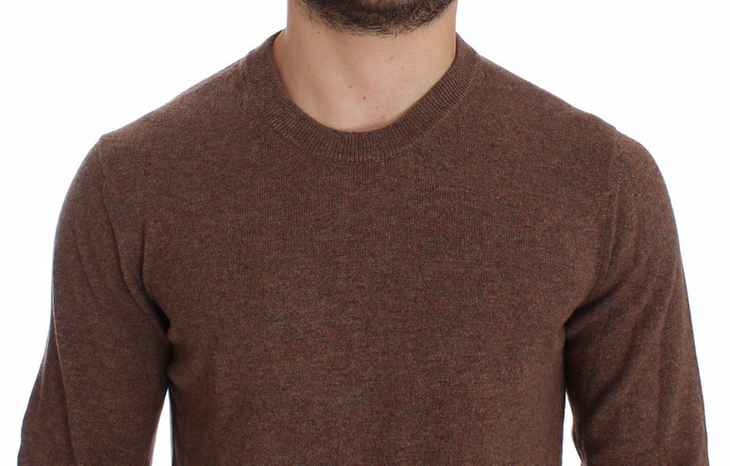 Brown Cashmere Crew-neck Sweater Pullover Top