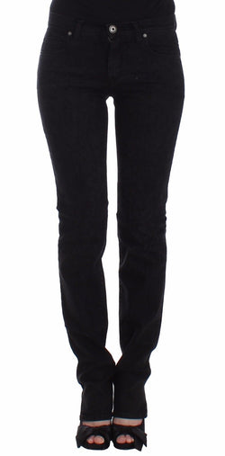 Black Slim Jeans Denim Pants Straight Leg Stretch