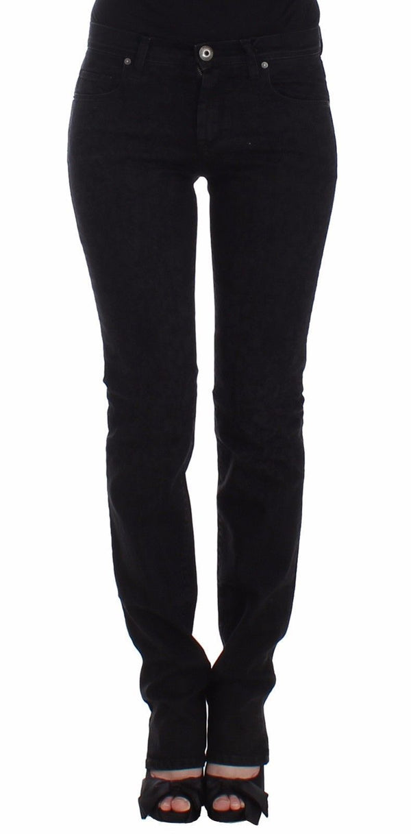 Black Slim Jeans Denim Pants Straight Leg Stretch
