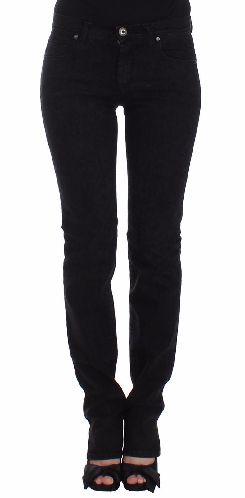 Black Slim Jeans Denim Pants Straight Leg Stretch