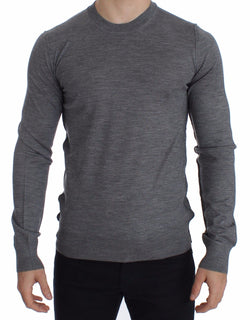 Gray Wool Crew-neck Sweater Pullover Top