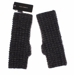Gray Knitted Wool Fingerless Mens Gloves