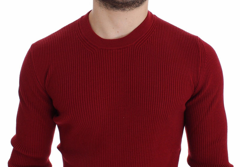 Red Knitted Wool Crewneck Sweater Pullover