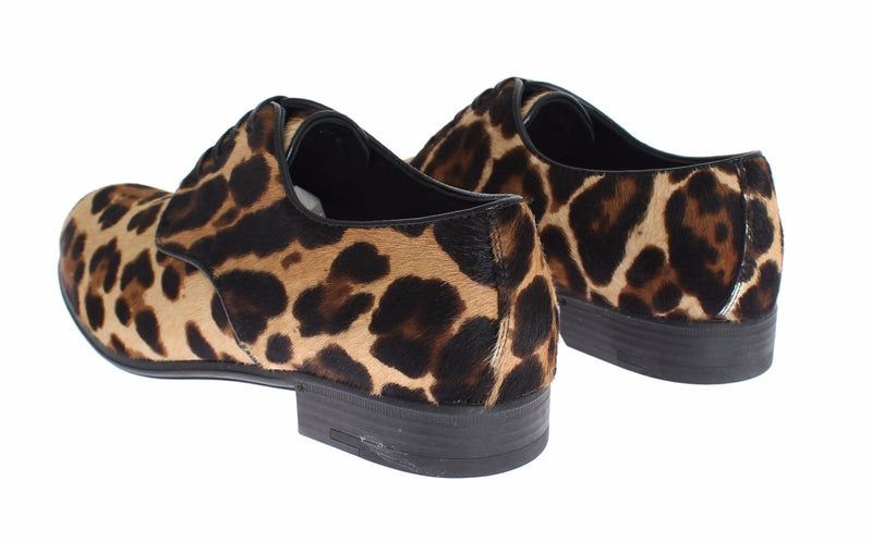 Brown Leopard Leather Hair Broques Shoes