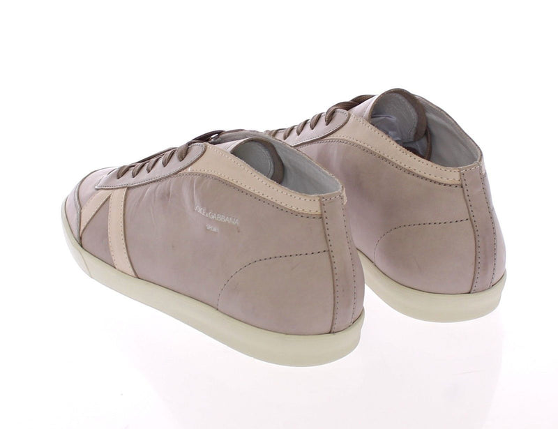 Gray Leather Casual Sport Sneakers Shoes