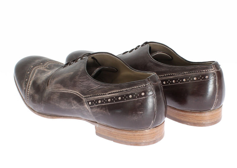 Brown Leather Wingtip Laceups Shoes