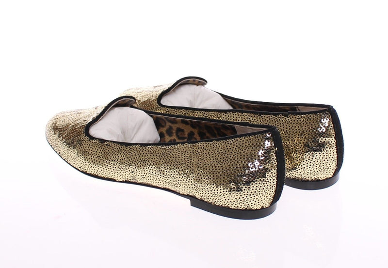 Gold Sequined Ballerinas Ballerina Flat Shoes