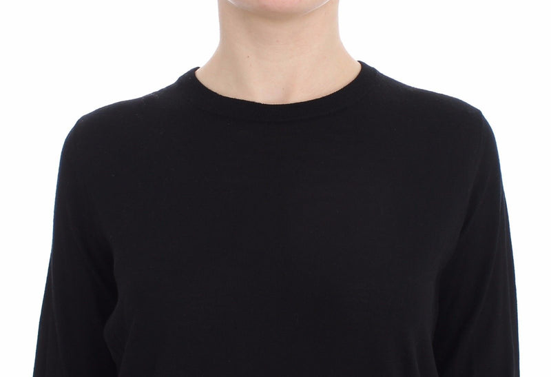 Black Wool Crewneck Sweater Pullover