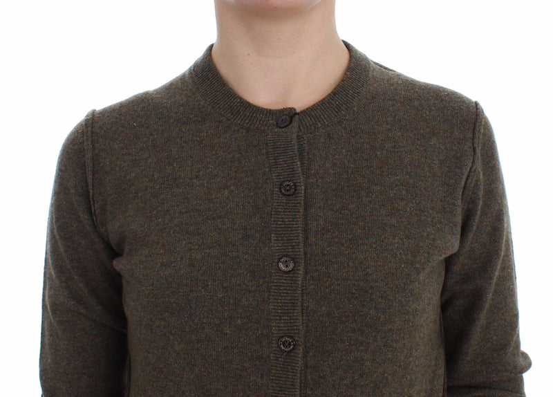 Brown Cashmere Button Cardigan Sweater