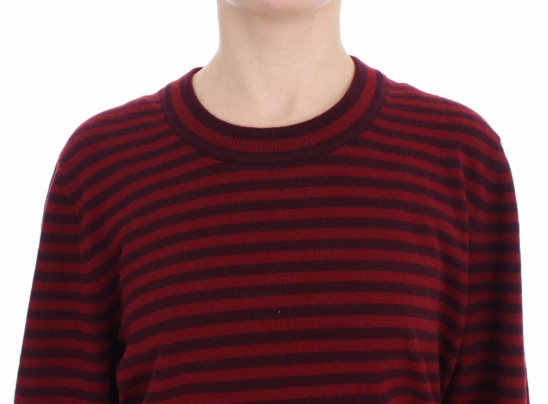 Red Striped Cashmere Pullover Sweater