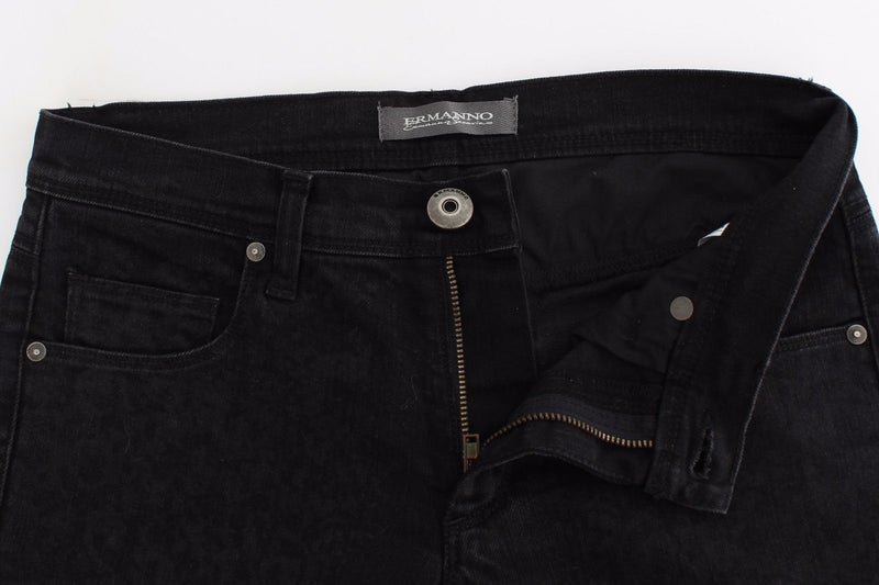 Black Slim Jeans Denim Pants Straight Leg Stretch