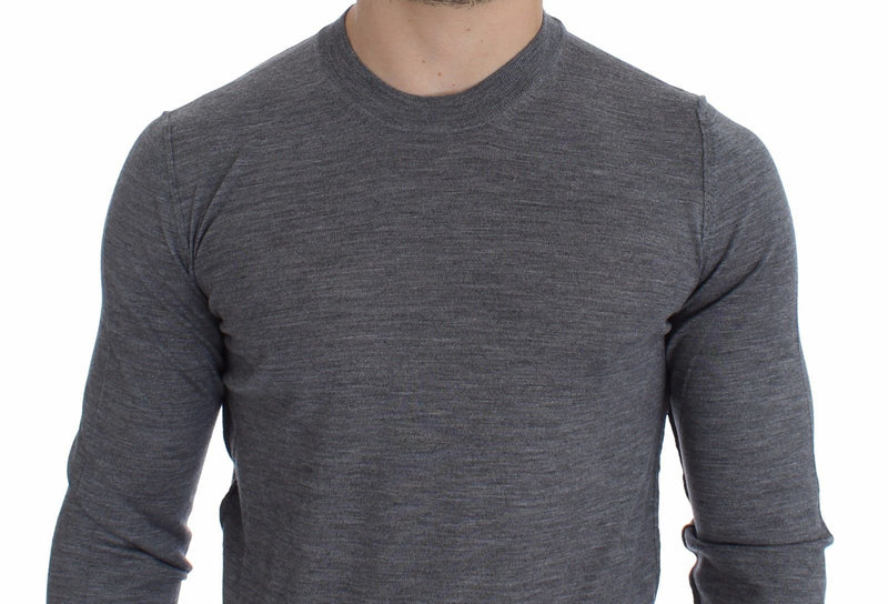 Gray Wool Crew-neck Sweater Pullover Top