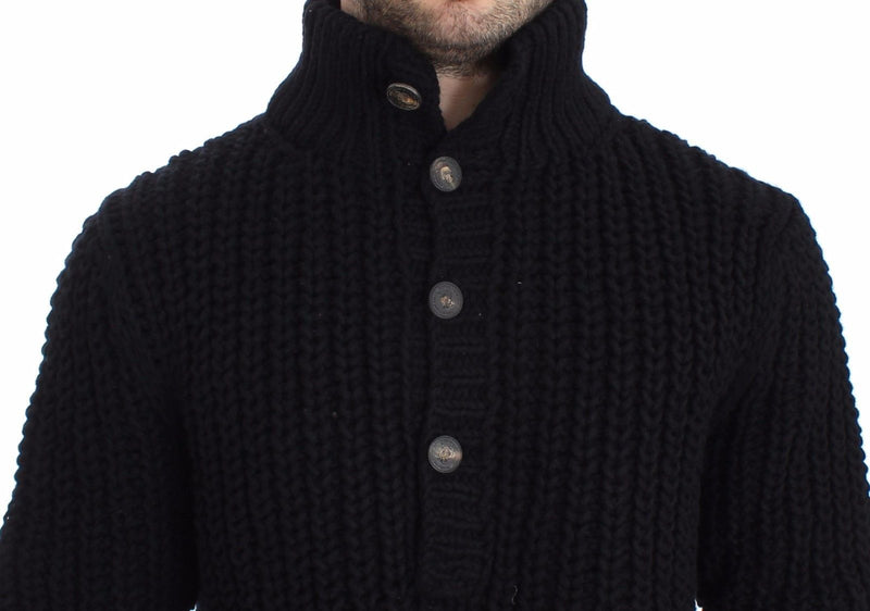 Black Knitted Wool Sweater Pullover Top