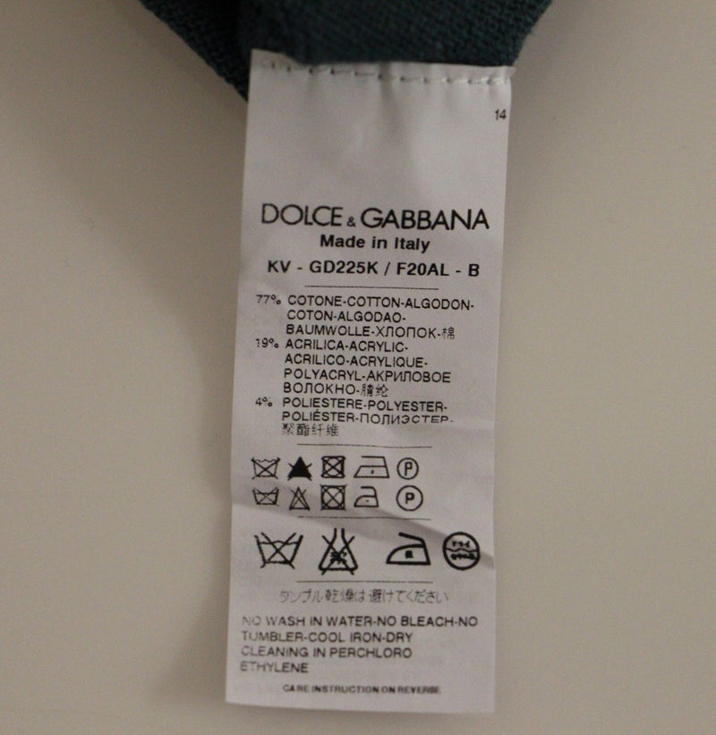 Blue Cotton Logo V-neck Sweater