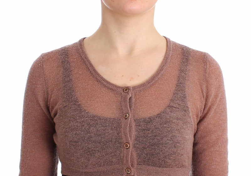 Lingerie Brown Knit Cropped Sweater Cardigan