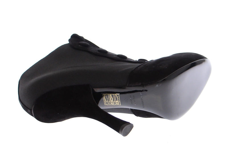 Black Leather Suede Ankle Boots Shoes