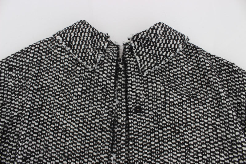 Black White Tweed Crystal Jacket Coat